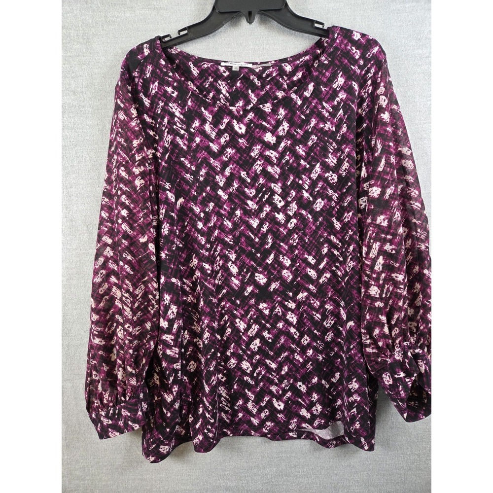 Calvin Klein 1X‎ Purple Geo Print Top Liquid Knit Stretch Career Whimsigoth Vamp